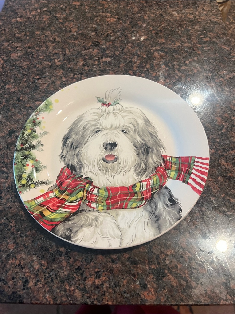 Christmas Sheepdog with scarf by Pier 1 9”